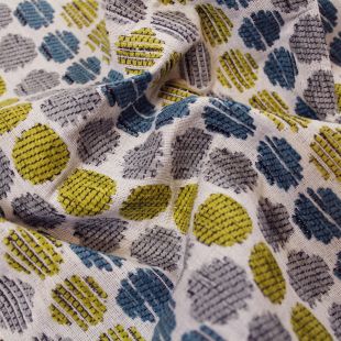 Maw Lime Teal Dot Jacquard Chenille Fabric