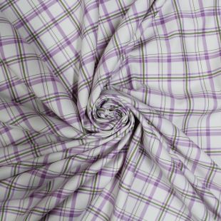 Pink Green Tartan Check Print Lightweight Fabric