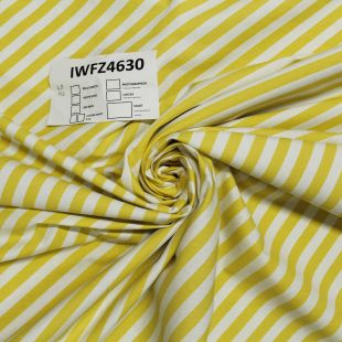 Yellow White Stripe Slubbed Linen Look Print Lightweight Fabric