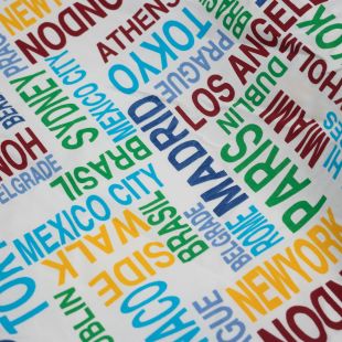 Geographic Places Print Lightweight Furnishing Fabric