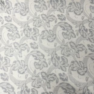 Distressed Damask Upholstery Fabric - Silver