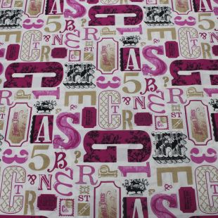 Pink Gold Typography Print Lightweight Fabric