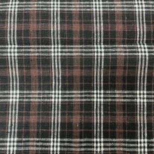 Brushed Cotton Woven Tartan Fabric - Brown White Black