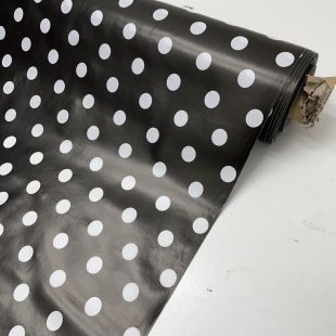 Black White Polkadot PVC Oilcloth Fabric
