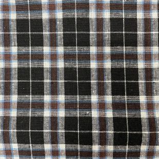 Brushed Cotton Woven Tartan Fabric - Brown White Blue Black