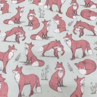 Mrs Fox 100% Cotton Fabric - Duck Egg