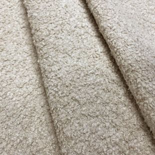 Soft Teddy Boucle Fire Retardant Upholstery Fabric - Oyster