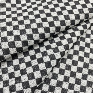 Monochrome Check Wool Seating Fabric