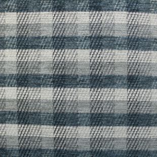 Bessey White Blue Check Thick Chenille Sofa Fabric