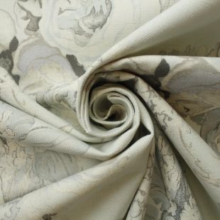 Cream Lilac Floral Illustration Curtains Soft Furnishing Fabric