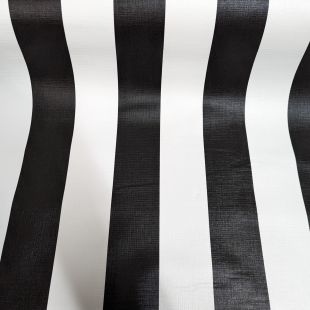 Black White Stripe Market Stall FR UV 450gsm Canvas Fabric