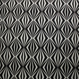 6.8 Metre Roll  - Black White Art Deco Geometric Fabric