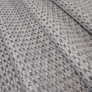 Powell Ivory Silver Basketweave Chenille Fabric