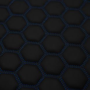 Hexagon Quilted 8mm Foam Backed Faux Leather Fabric - Blue