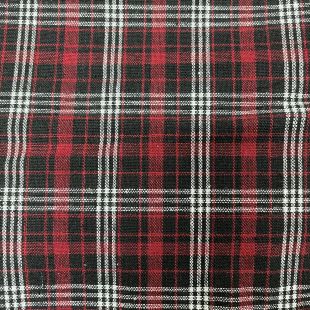 Brushed Cotton Woven Tartan Fabric - Red White Black