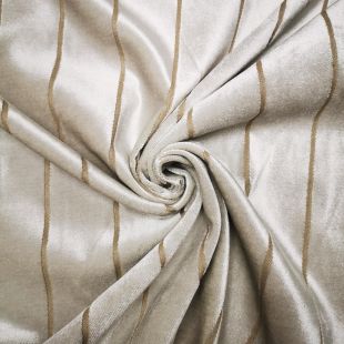 Moonlight Champagne Soft Raised Velvet Stripe Upholstery Furnishing Fabric