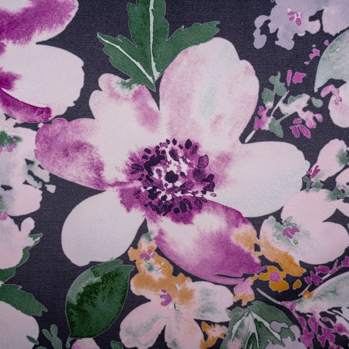 Lamorna Floral Velvet Upholstery Fabric - Dark