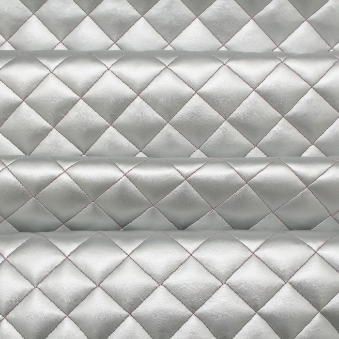 Diamond Quilted Padded Faux Leather Upholstery Fabric