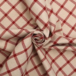 Next Versatile Small Check Natural Ruby Upholstery Fabric
