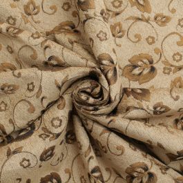 Natural Gold Floral Vines Jacquard Tapestry Upholstery Fabric